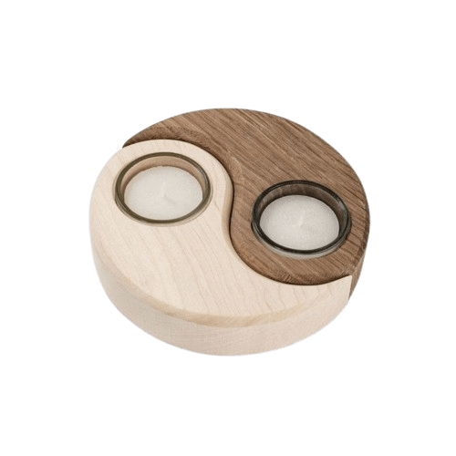 WOOD T-LIGHT HOLDER (NATURAL & WHITE)